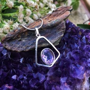 Vintage Amethyst Pendant - Sterling Silver